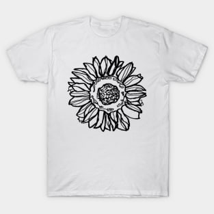 minimal sunflower, black and white plant artwork T-Shirt